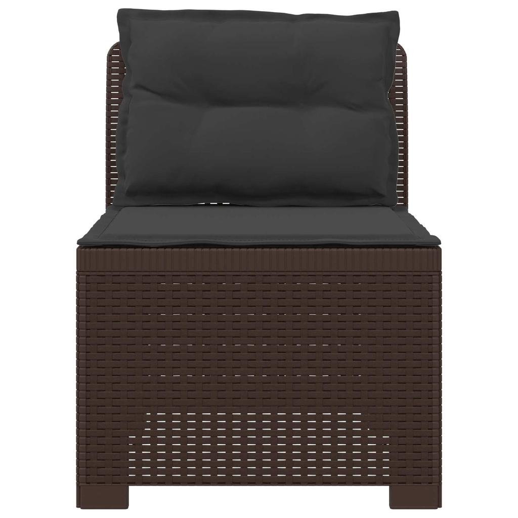 1 Seater Garden Sofa with Cushions Rattan Look PP Brown