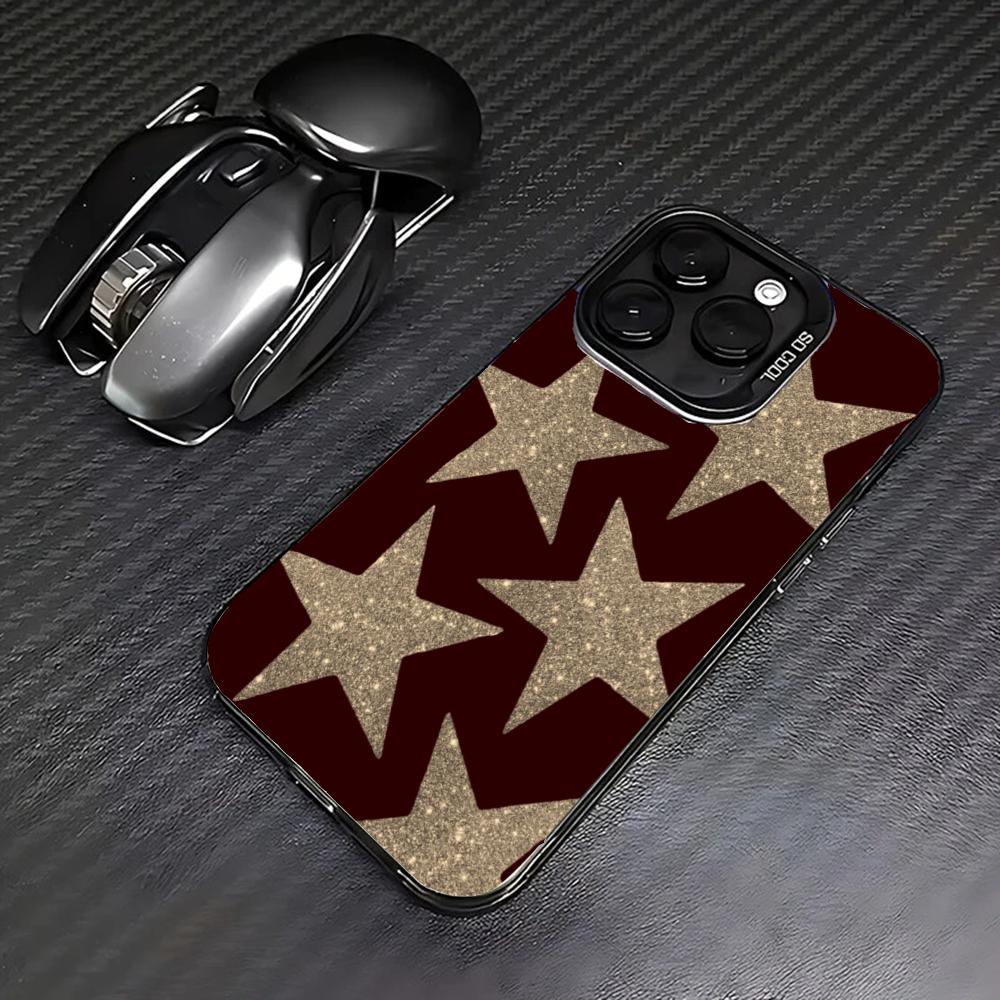 Shining Five Pointed Star Pattern Phone Case Suitable for iPhone 17 16 15 14 13 12 11 Pro/Max/Plus Anti Drop and Shockproof