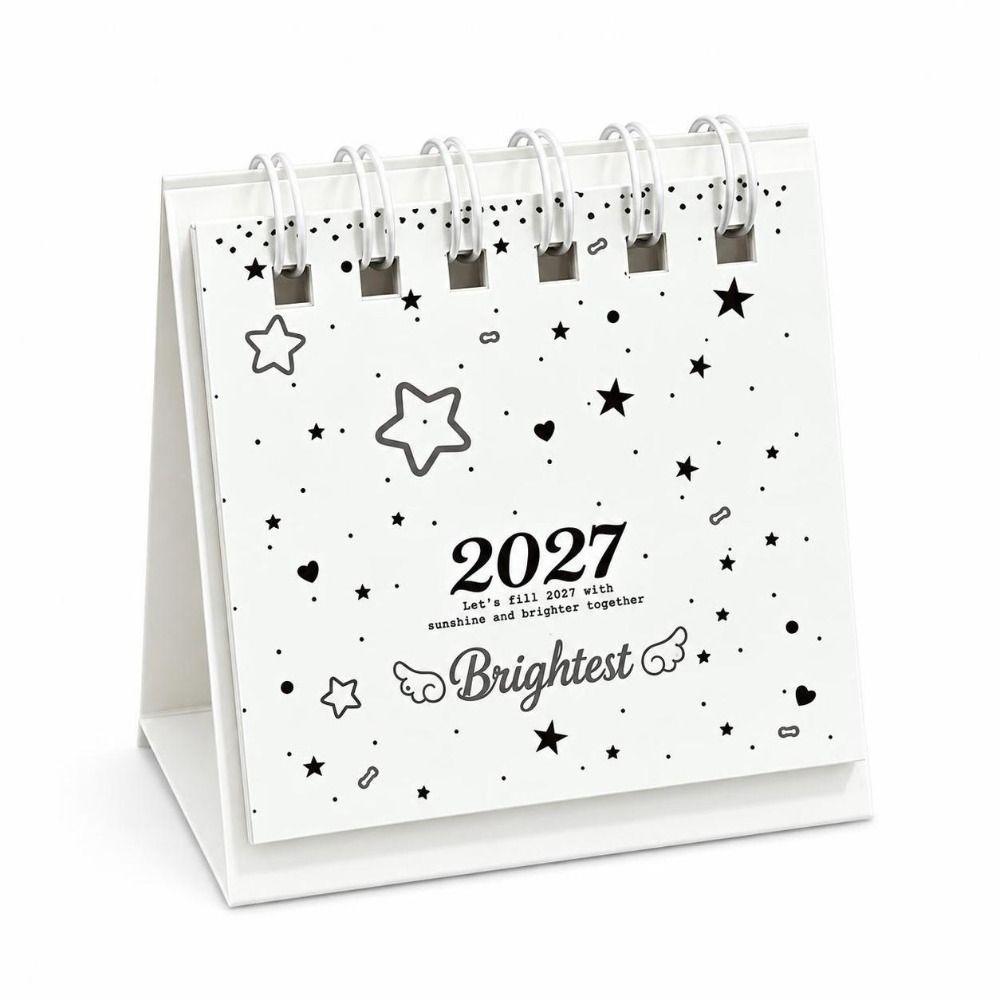 Portable 2027 Desk Calendar Polka Dots Paper Calendar Cute Mini Desktop Calendar  Desk Decor