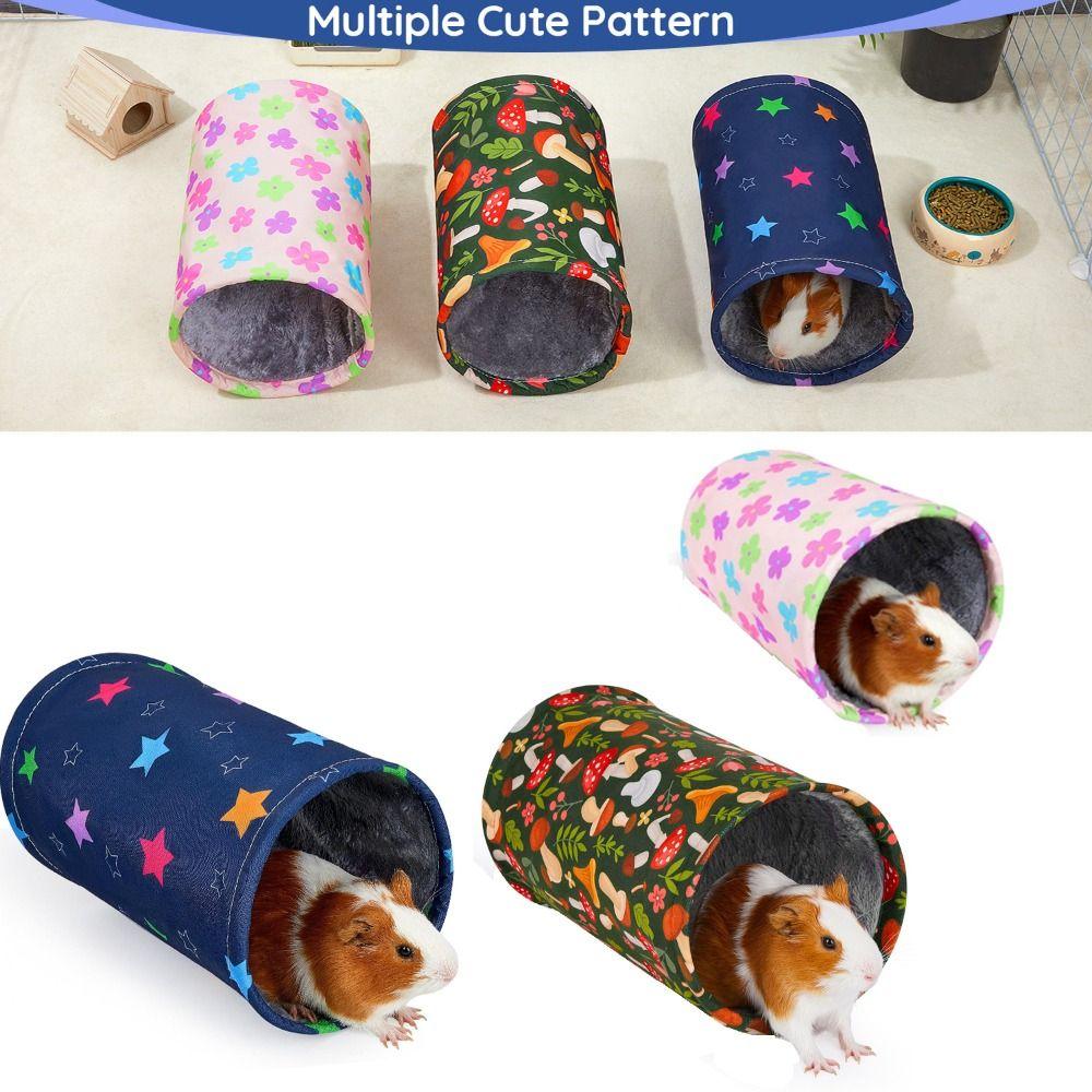 Gemütliches Sommer/Winter Stil Meerschweinchen Tunnelhaus Waschbar Faltbar Hamster Versteck Interaktiv Weich Kleines Haustierkäfig Spielen