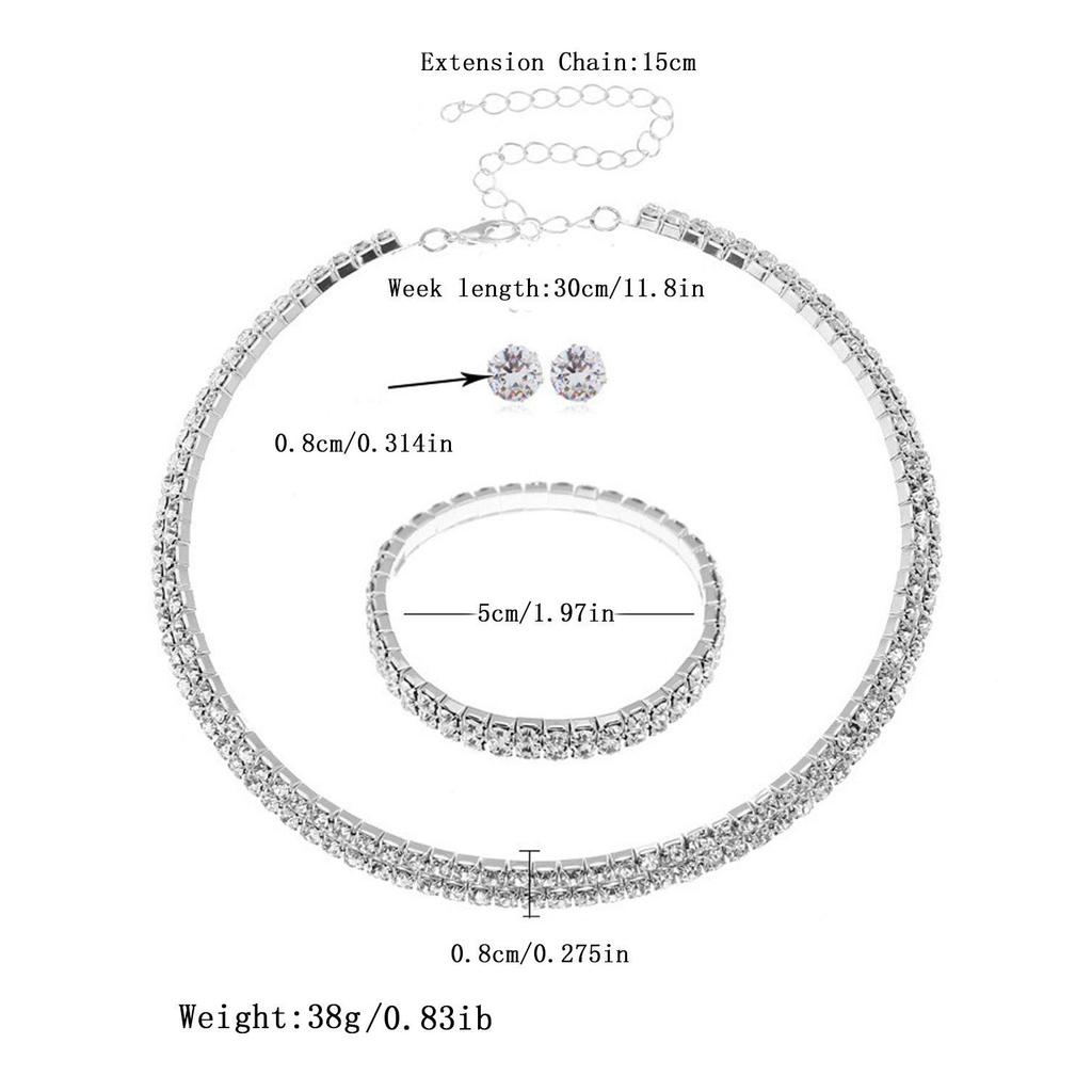Elegant Rhinestone Tassel Jewelry Set: Necklace, Earrings, Bracelet – Perfect for Bridal or Banquet Wear