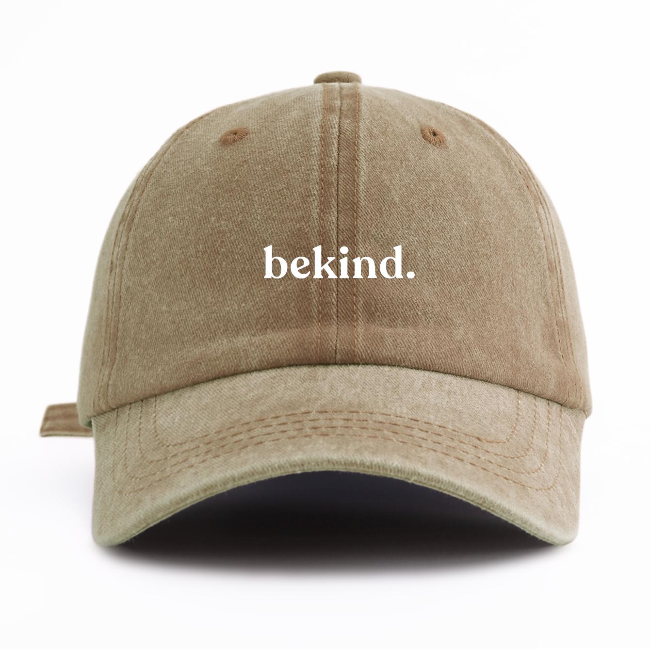 

1pc bekind. Print Washed Baseball Cap for Adults, Minimalist Retro Style Casual Soft Adjustable Dad Hat, Perfect As Gift хаки