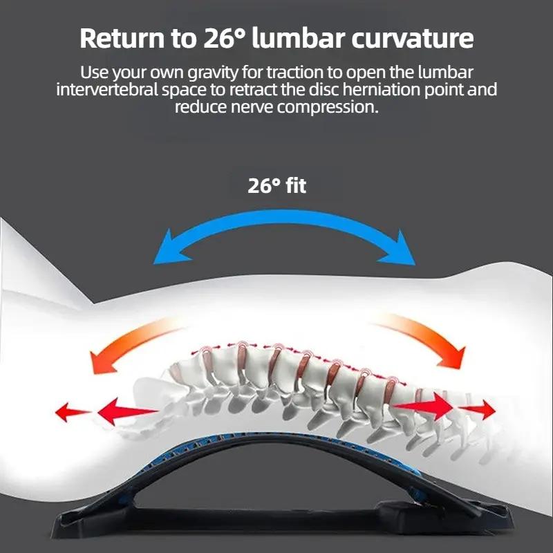 Rückenstrecker zur Linderung von Rückenschmerzen, mehrstufiges Rückenknackbrett, Unterstützung für unteren und oberen Rücken bei Bandscheibenvorfall