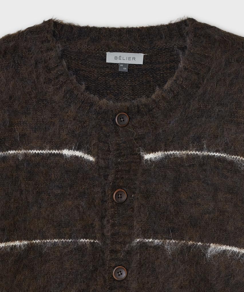 Belier Brushed Tom Cardigan - Brown Stripe
