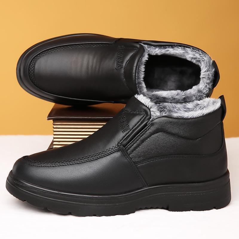 Fashion Men's Elderly Cotton Shoes Dad Winter Plushed Warm Shoes 2024 New Type Anti Slip Waterproof Outdoor Work Casual Shoes