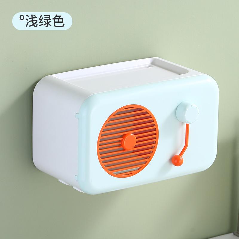 Creative radio tissue box wall mounted multifunctional tissue holder waterproof and dustproof face wash towel storage box