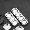 1PC Stainless Steel Multi Grid Seasoning Dish Partitioned Sauce Container Portable Dipping Bowl for Outdoor Camping Kitchen