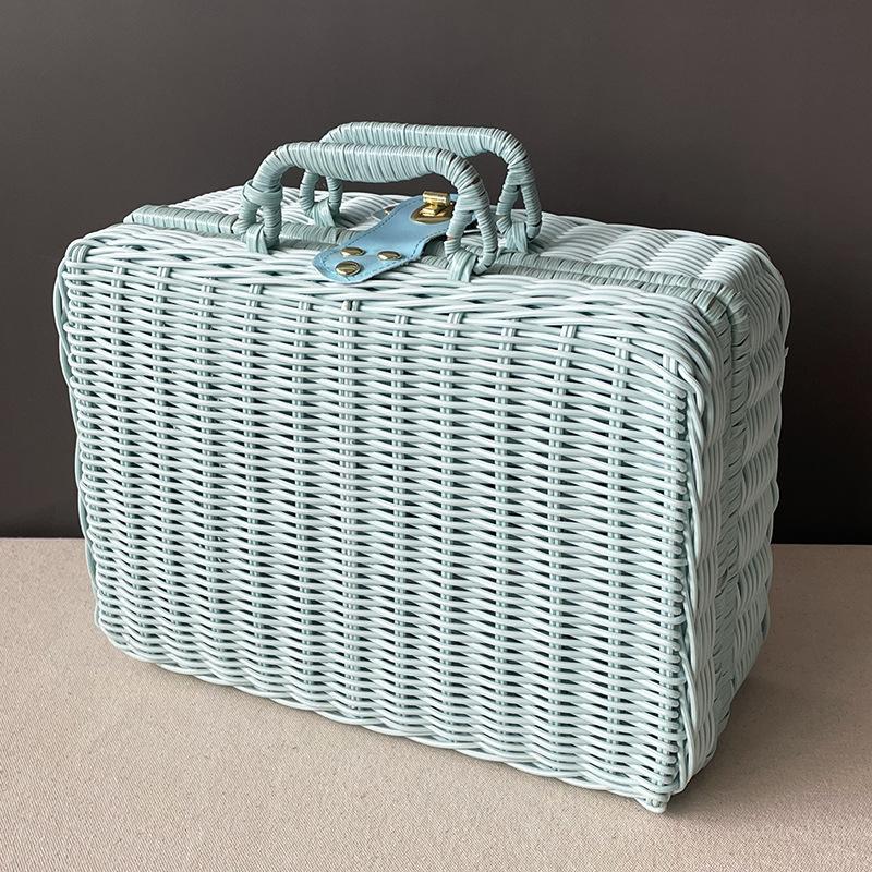 Vine Decoration Box Hand Gift Box Suitcase Woven Gift Box Storage Box Children's Outdoor Retro Photography Props Storage Box