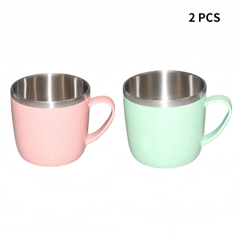 Tazze in Acciaio Inossidabile a Doppio Strato Antiscottatura Manico in Plastica Tazza per Caffè Latte Tè Bevande Acqua per Casa Ufficio Bicchiere