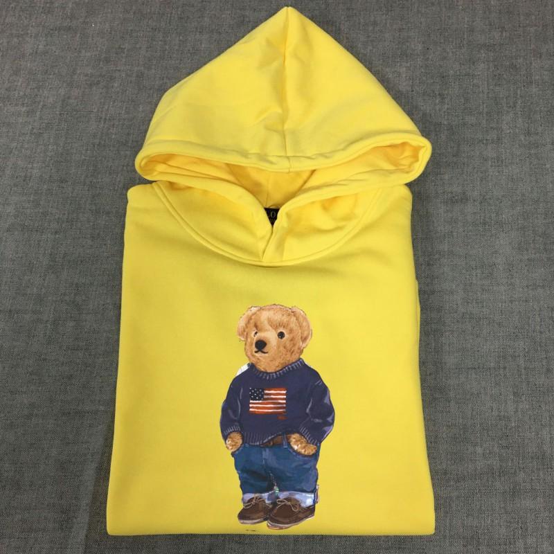 26 Bear Print Casual Cotton Hoodie Navy Blue Sweatshirt Long Sleeve Hooded Couple Pullover