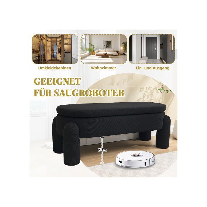 Banc de rangement - MUVOE - Moderne - Tissu chenille - Bois massif - Noir