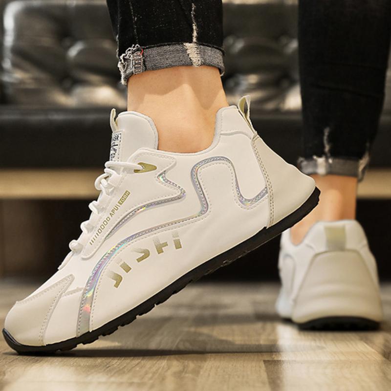 Men's PU Leather Sneakers Mesh Casual Shoes Lightweight Soft Men Sport Running Shoes Platform Vulcanized Shoe 47 Tenis Masculino