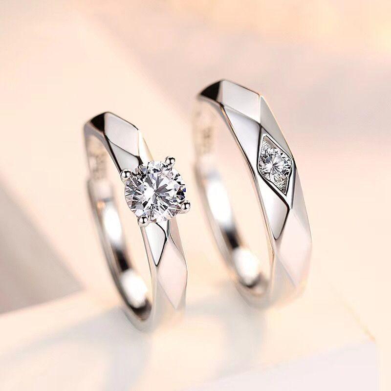 Version Korean Of Men Fashion And Women Couples Ring Live Platinum Plated Wedding Light Luxury Zircon Ring Valentines Day Gift