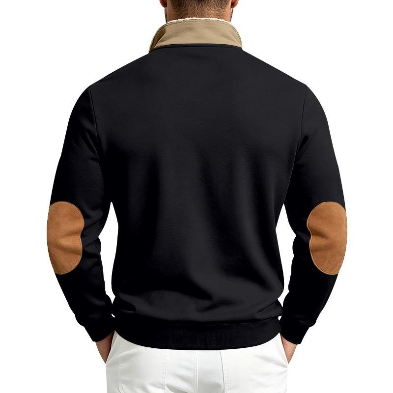 Men's Heavyweight Fleece Lined Stand Collar Sherpa Sweatshirt Casual Top.