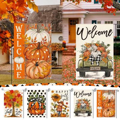 Autumn Celebration Courtyard Decoration Printed Linen Flag