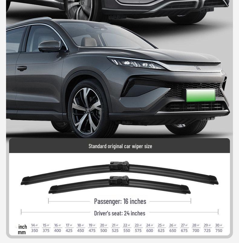 Compatible Frameless Wiper Blades for BYD Song PRO DMi - Silent Rubber Strips for Front and Rear