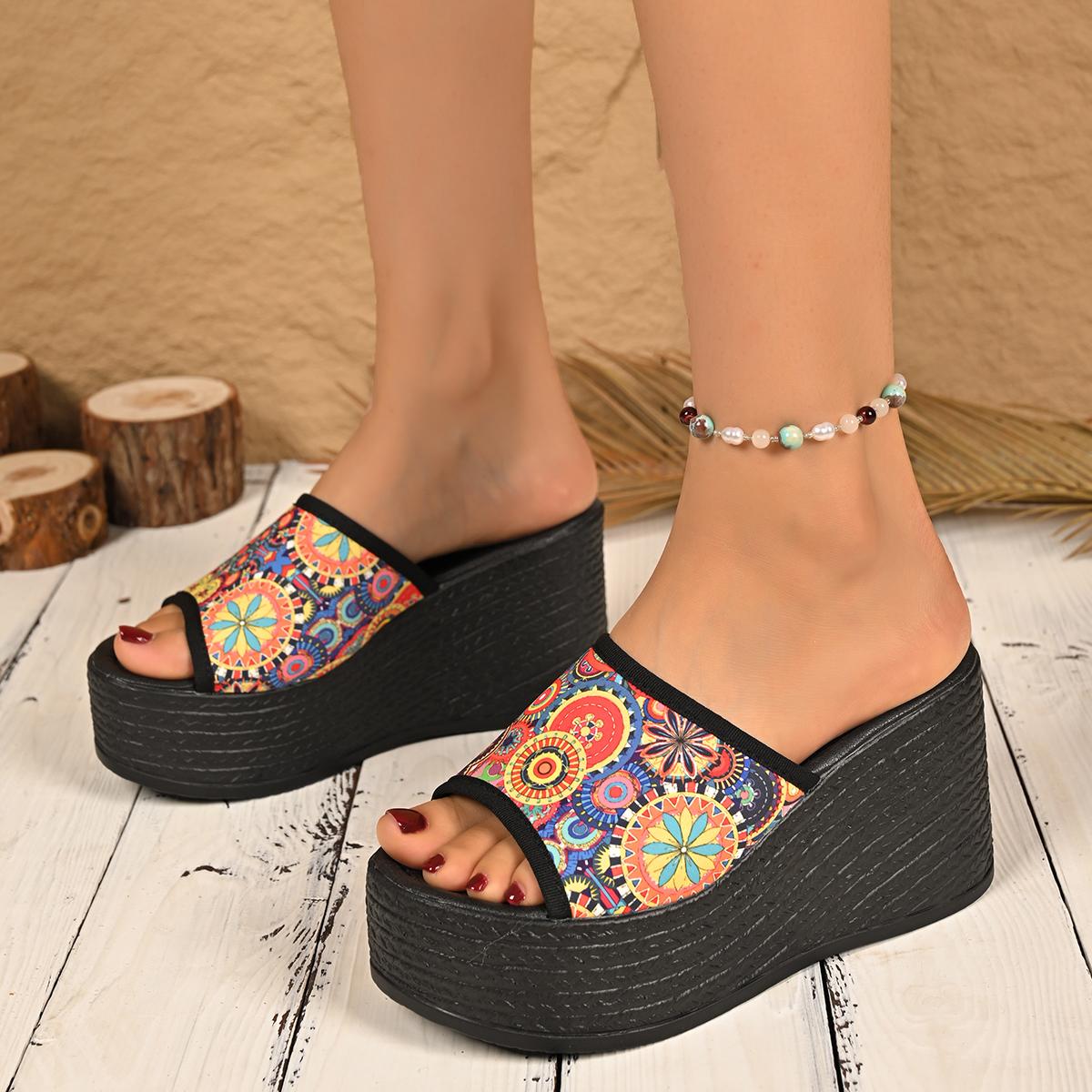 

Обувь Женская Уличная Женские Шлепанцы Платформа Повседневные Шлепанцы Женские Смешанные Цвета Круглый Носок Высокая Танкетка Сандалии Слайды Женские 43