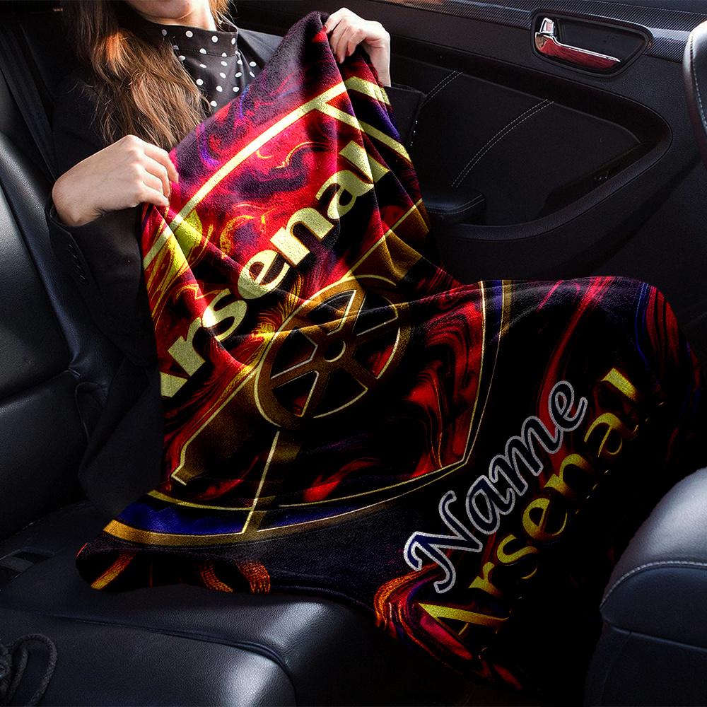 Arsenal Logo Four Seasons Blanket Customized With Your Name Lightweight And Warm Perfect Gift For Home Office Camping Sofa Travel Beach Durable