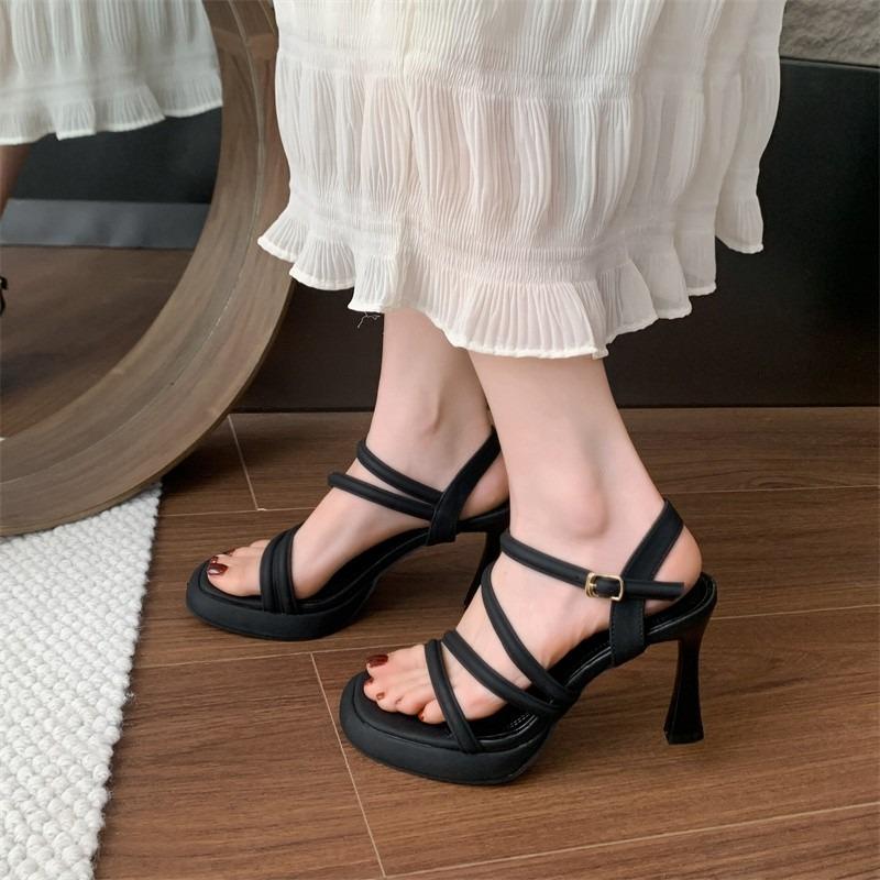 

Sandals Sexy Espadrilles Platform Buckle Strap 2026 Women s Square Toe Ladies Shoes Summer High Heels Suit Female Beige Lacquere 39
