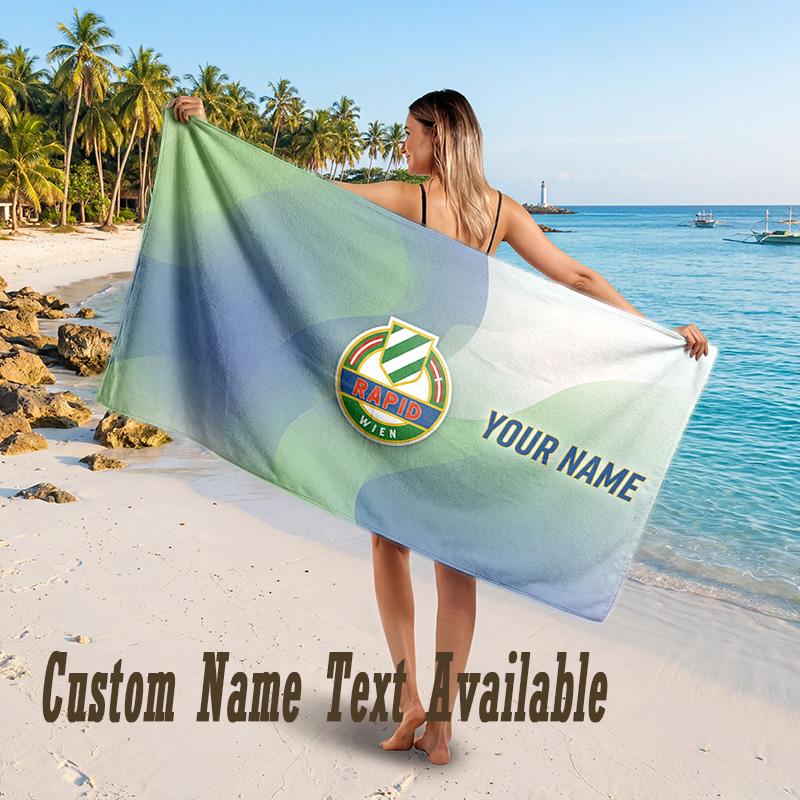 Rapid Wien FC Design Beach Towel Custom Text Large Towel for Beach Vacation