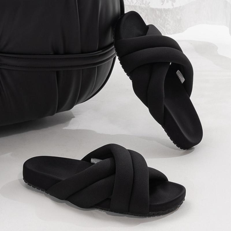 Fashion Fashion Cross Tied Design Brand Slippers Women Comfortable Lightweight Soft Flat Slippers Summer Open Toe Non-slip Beach Shoes