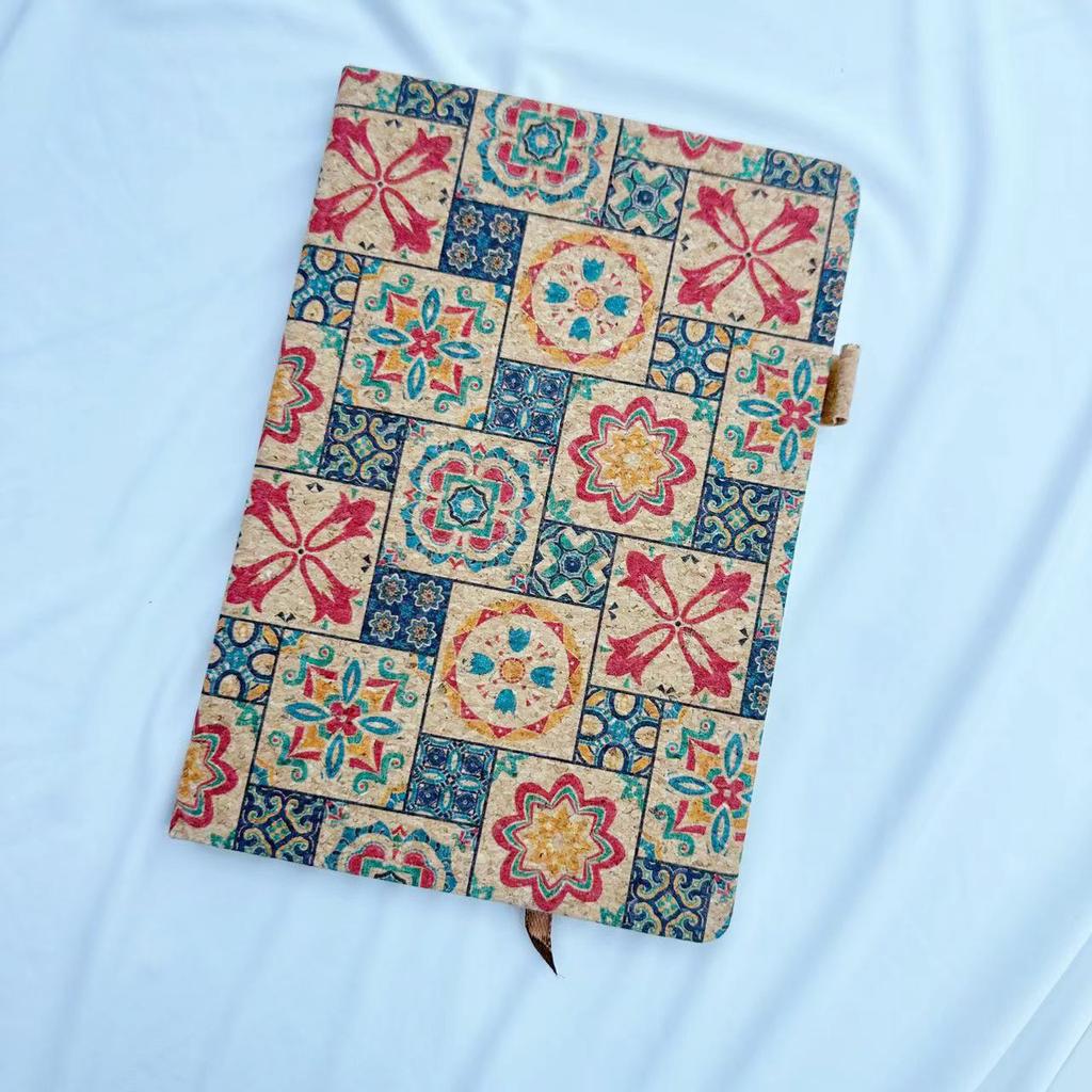 Travel Souvenir Cork Notebook A5 Notepad Retro Pattern