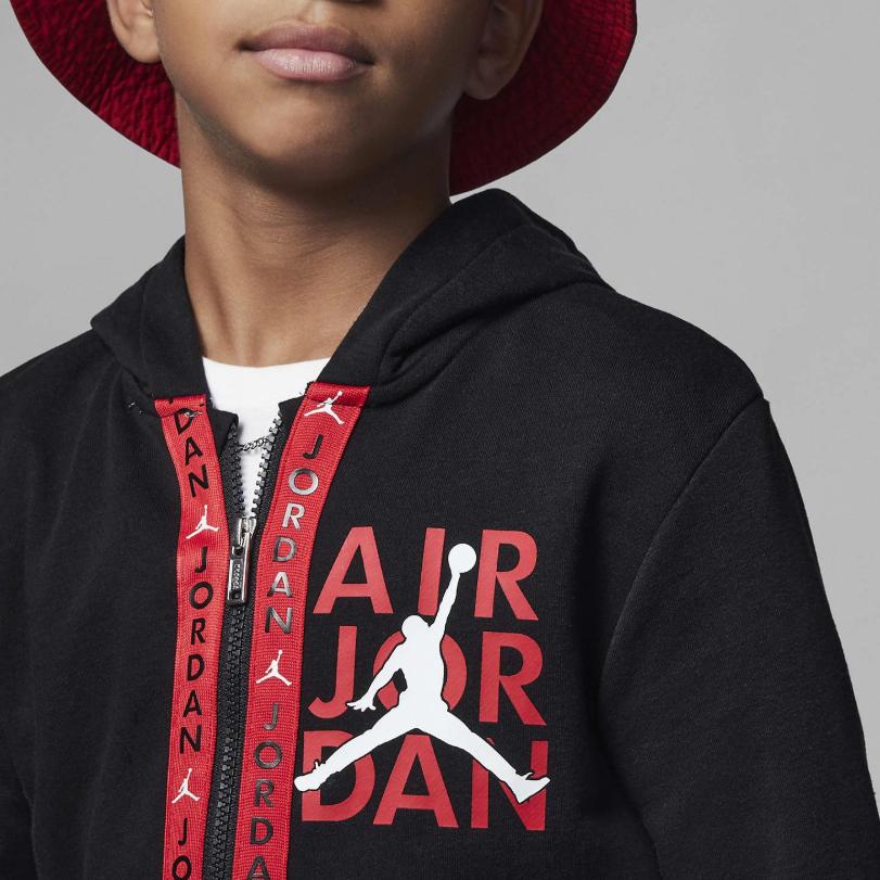 Jordan Kids Alphabet Print Zip-Up Hooded Jacket Kids Tops Red FB1649-010