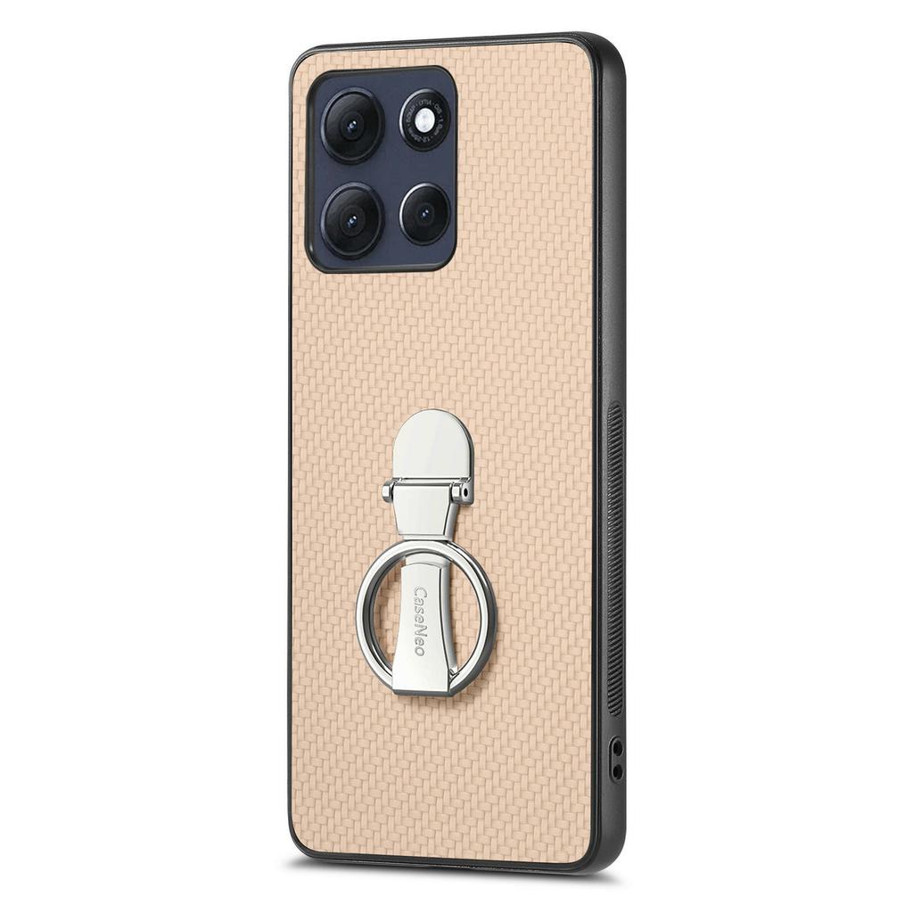 CASENEO C1-19 for Motorola Moto G86 Power 5G Case Folding Kickstand Leather Back Cover Carbon Fiber Texture