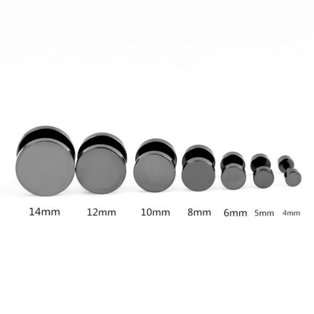1pc Cool Punk Black Stainless Steel Ear Stud Men And Womens Piercing Earrings 4mm