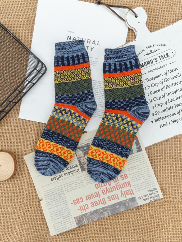 1/5 Pairs Autumn And Winter Fashion Vintage Thick Warm Thermal Cashmere Men Socks Rabbit Wool Mid Sock Skiing And Christmas Gift