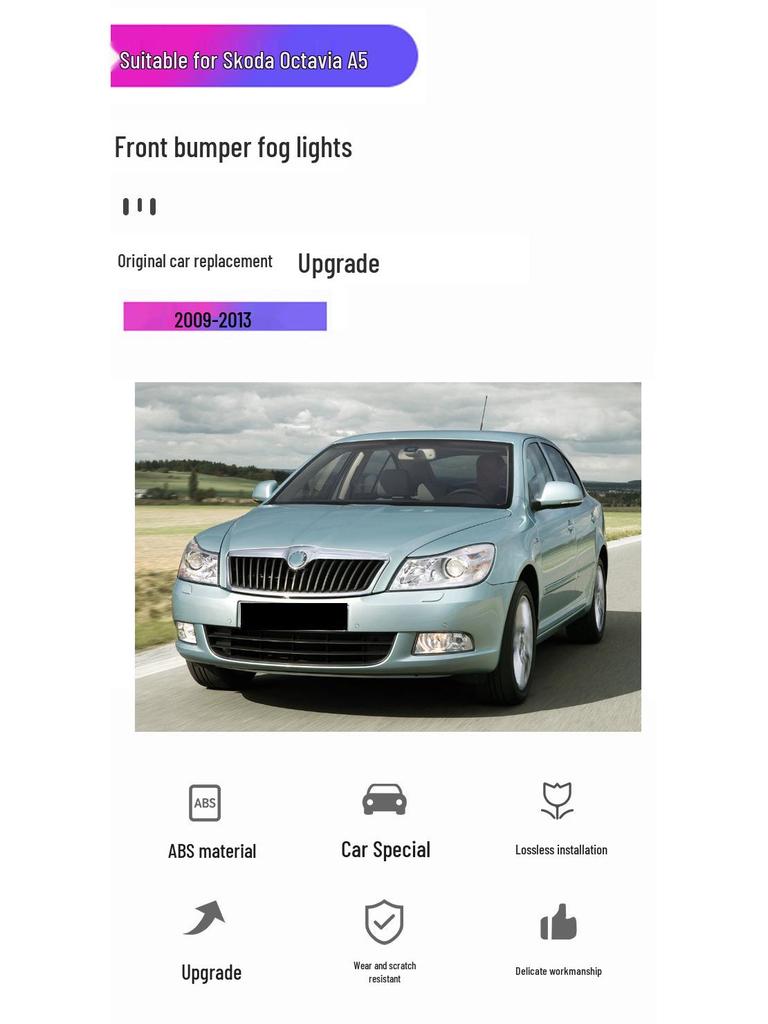 Front Bumper Fog Lights Compatible with Skoda Octavia A5 2009-2013