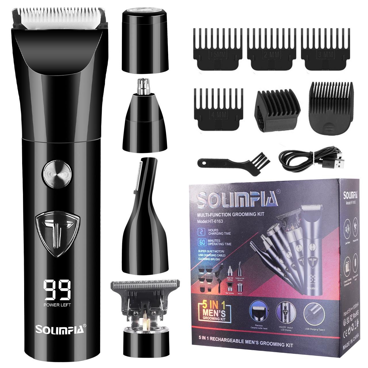 SOLIMPIA Hair Clippers Cordless Beard Trimmer for Man Professional Hair Cutter Kit All In One Nose Trimmer