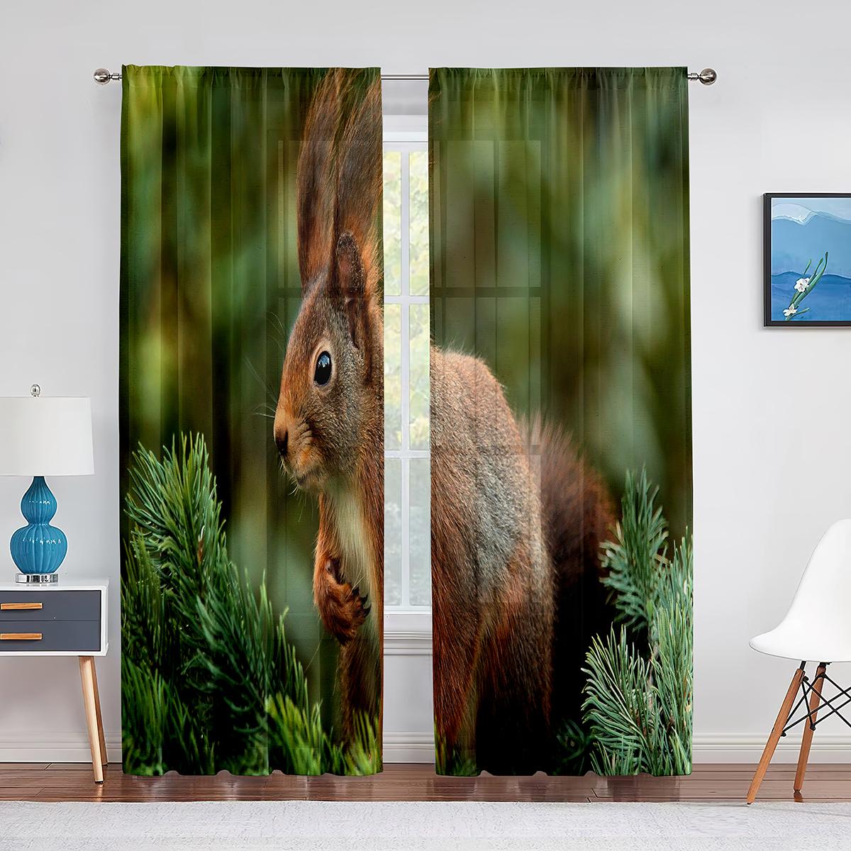 Тюлевые шторы-вуали с изображением маленьких животных — фото 12