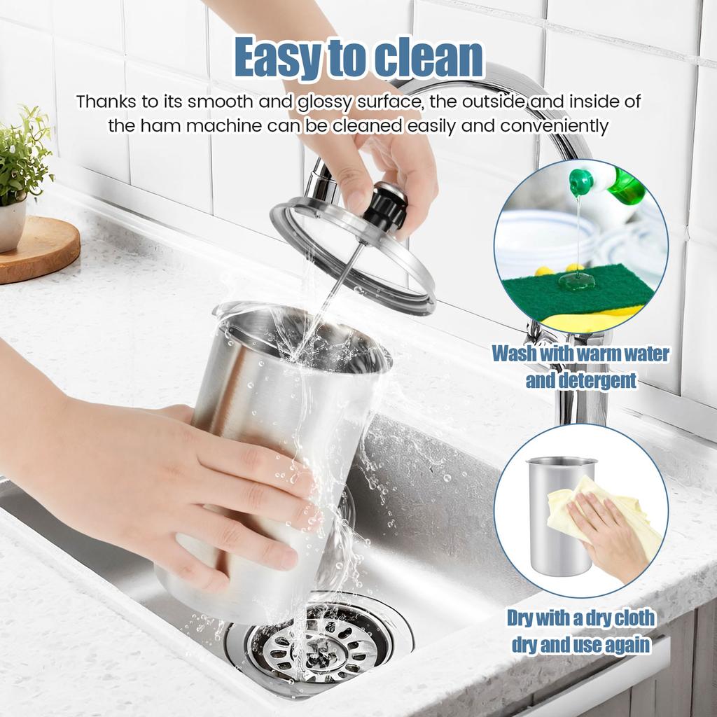 Deli Meat Press Mold Stainless Steel Meat Press Cooker with Thermometer Kitchen Homemade Healthy Ham for Home and Commercial Use