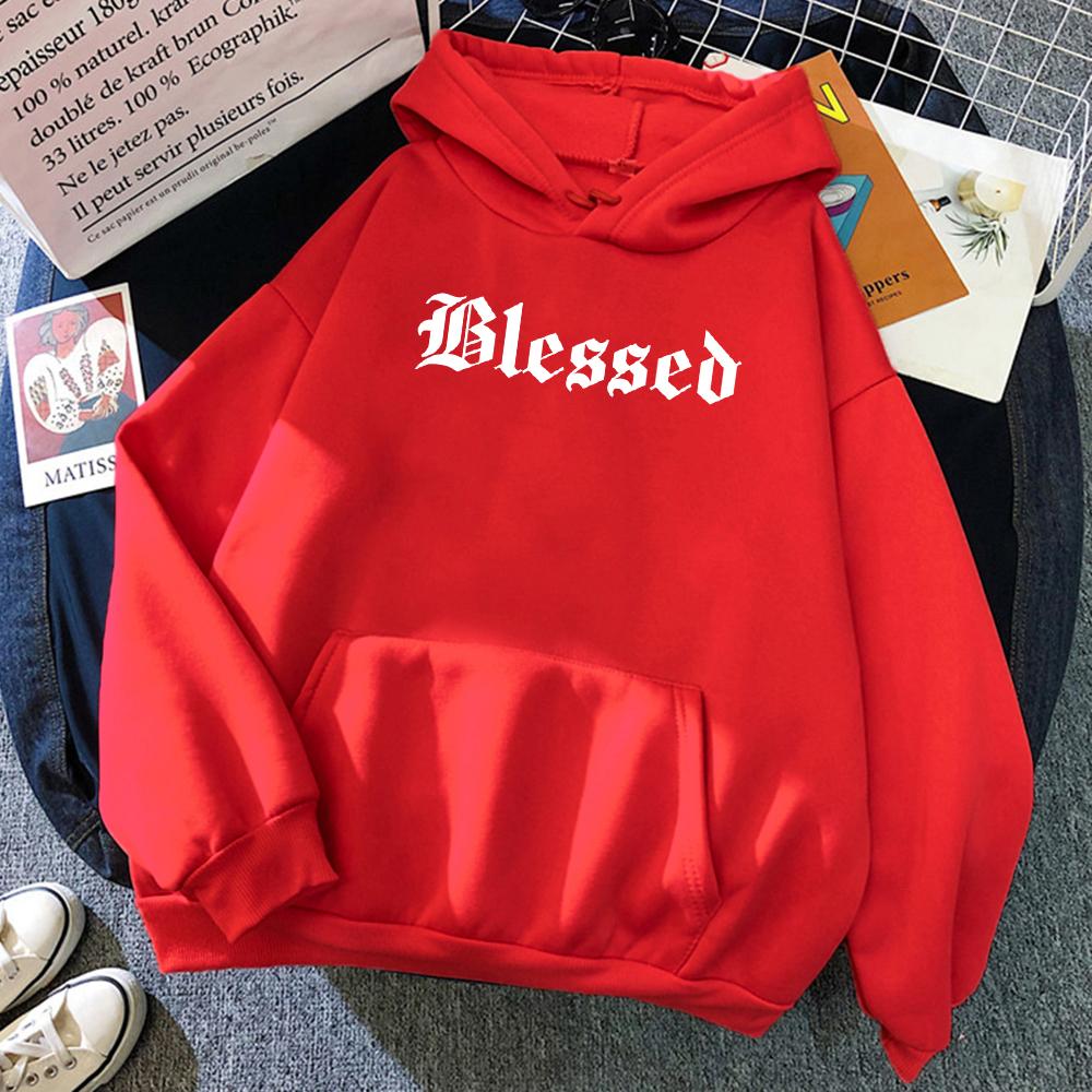 Blessed Creativity Printed Hoodies Women Street Style Hip Hop Hoody Autumn Loose Clothing Comfortable Pullover Sweatshirt