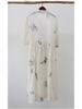 Mountain Spirit Sheer Flowy Tie-Waist Long Dress with Irregular Neckline, Women's Ramie Tea Dress