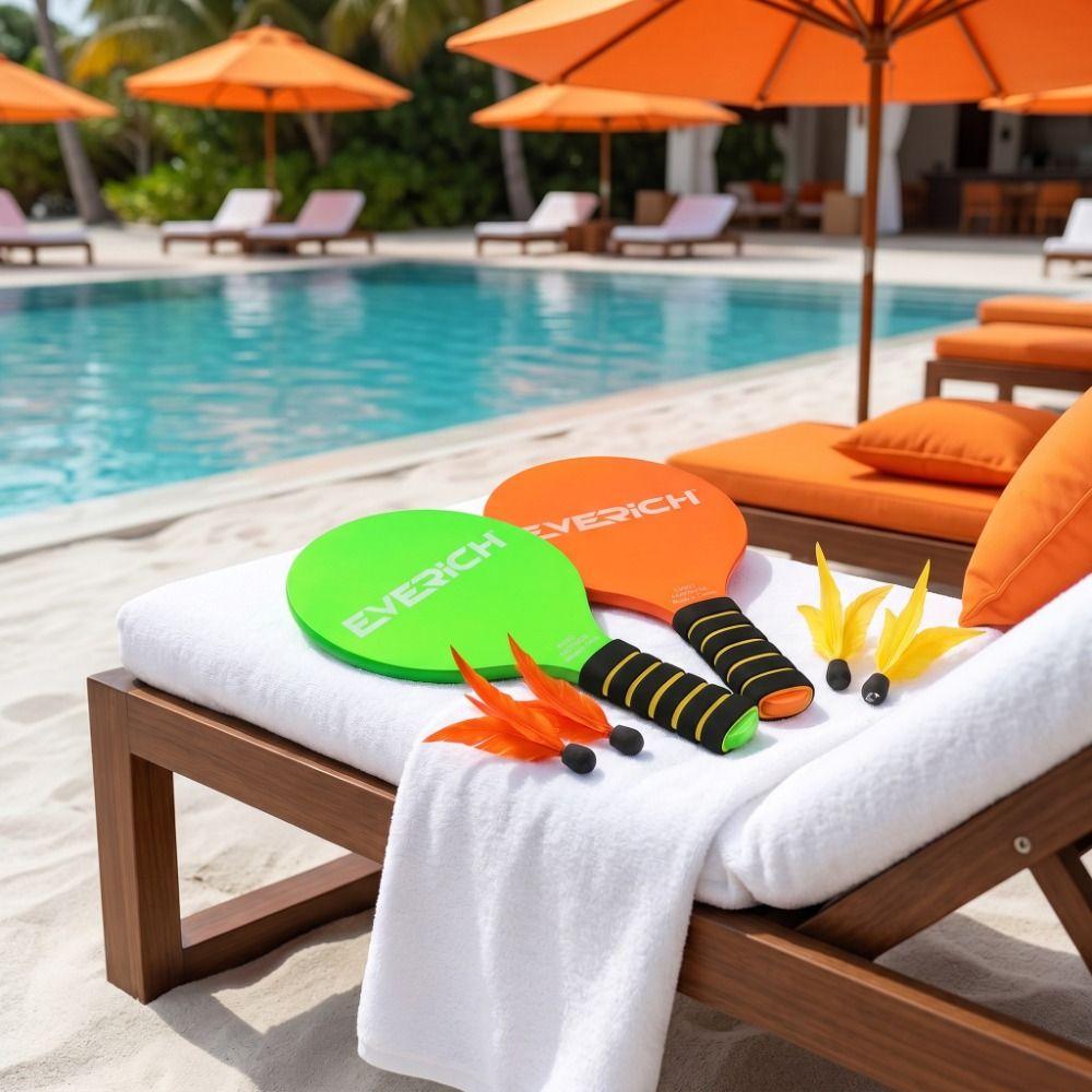 Wrapped Grip Beach Paddle Set Lightweight Beach Racket Set Shuttlecock Paddle  Backyard Play