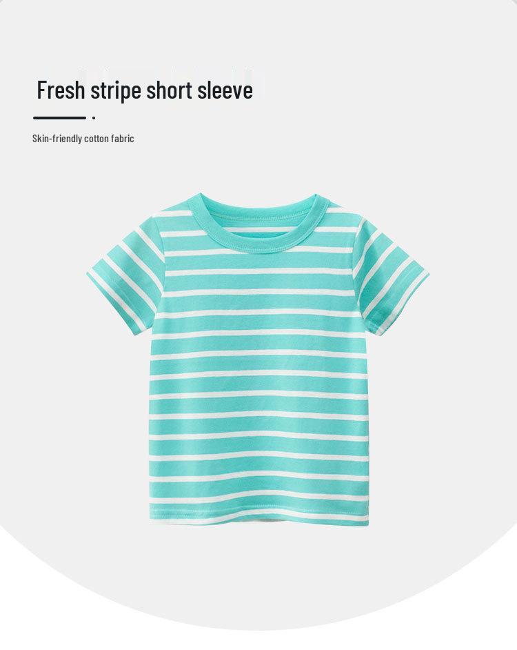 2024 Summer Kids' Striped Short-Sleeve T-Shirt - Trendy Baby Clothing