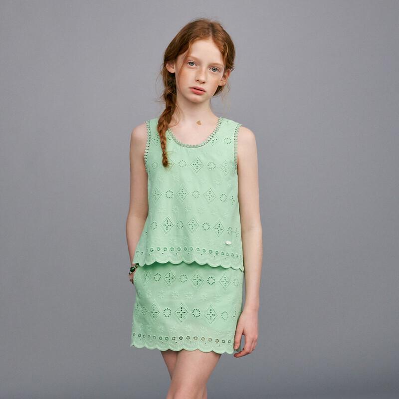 ELLE KIDS Girls  Mint Embroidered Summer Vest 110/120