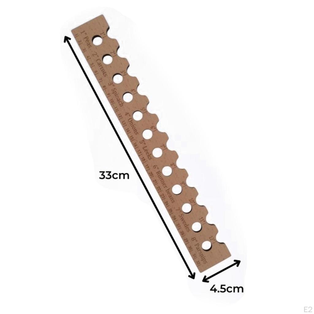 2 Pièces Règle De Plantation En Bois + Semoir - Outil Jardin Pour Espacer Graines Légumes - Guide D'Espacement Inclus