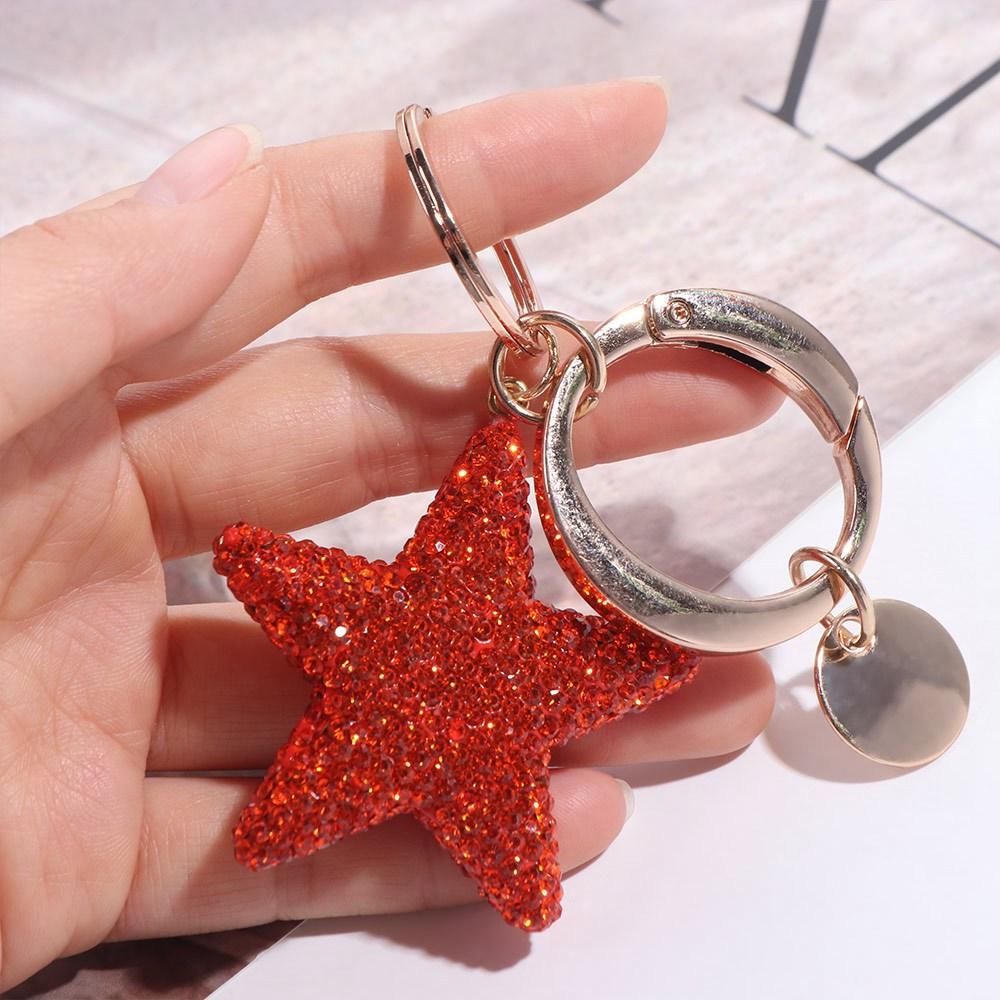 Little Fresh Couple Keychain Five-Pointed Star Bag Pendant Creative Car Keyring  Kids