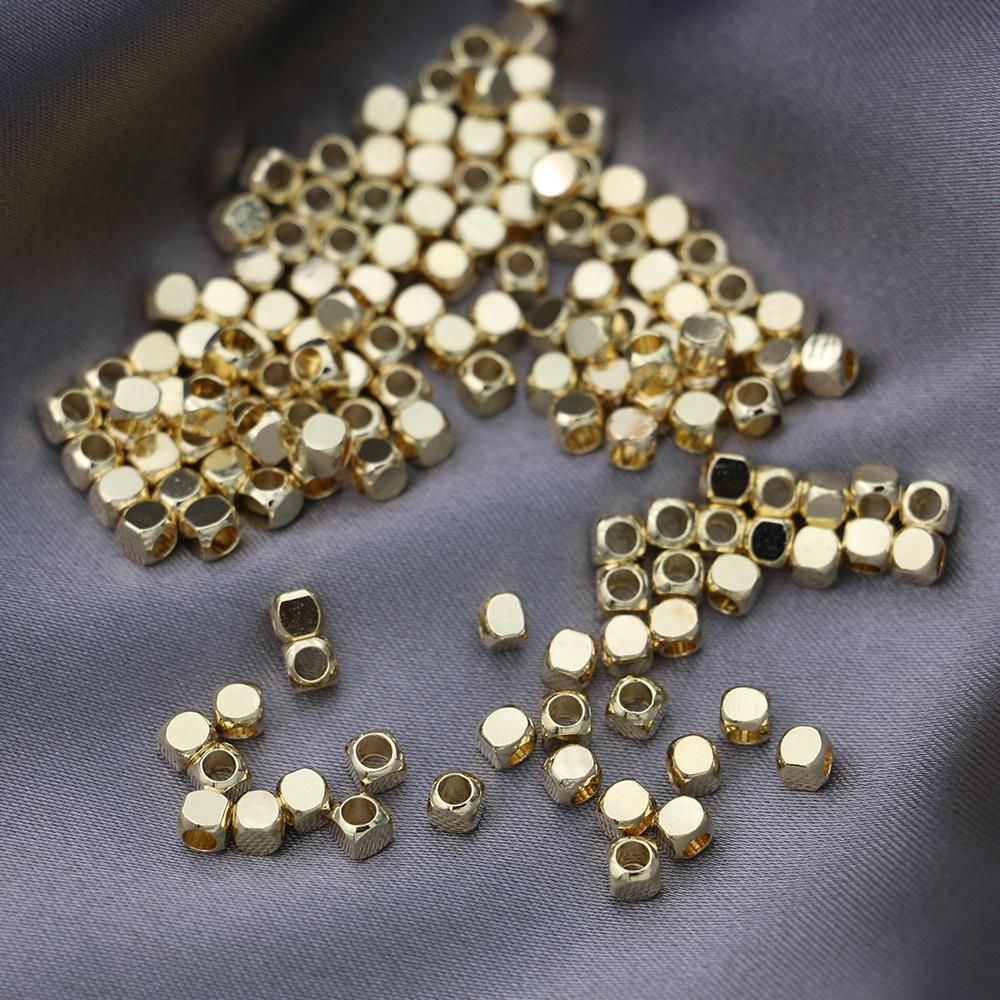 80Pcs 3Mm Silver Plated Copper Square Loose Spacer Beads For Jewelry Making Bracelet Necklace Diy Earrings Accessories Craft