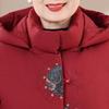 Velvet-Lined Cotton Coat for Middle-Aged Women - Hooded Winter Jacket for Grandma