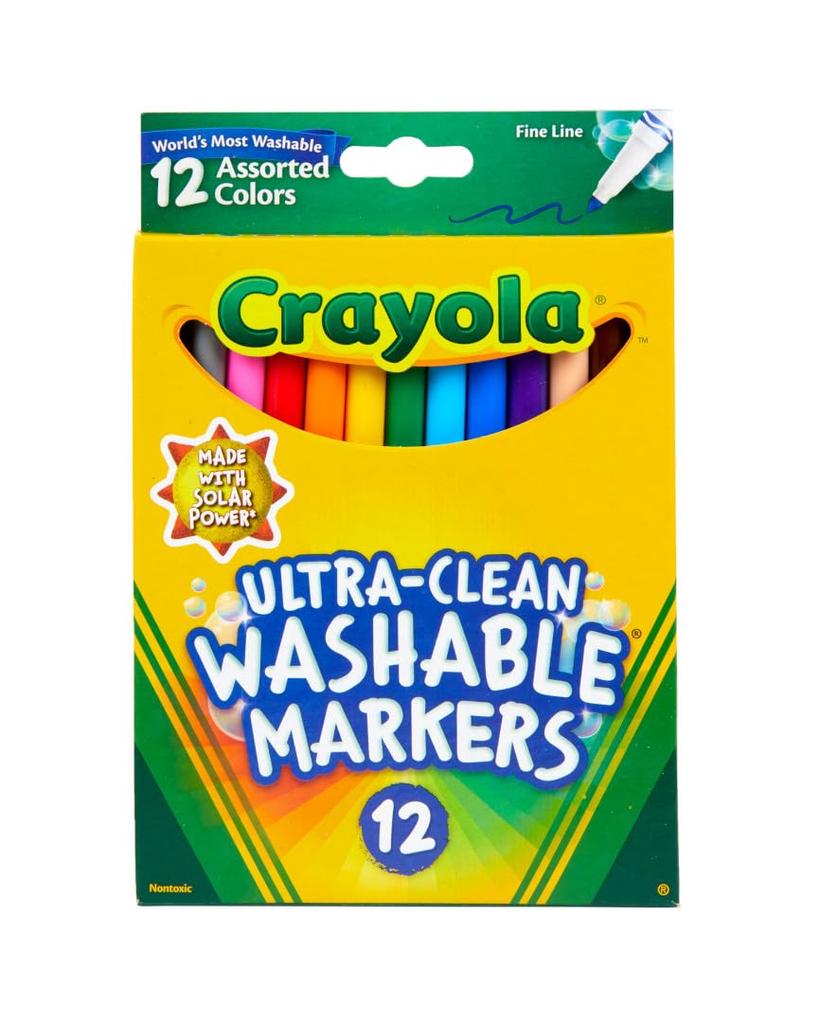 Crayola Marker 12 Fine Product Number 587813 Water-Removable Pens, Colors, Tip, Authentic,