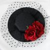 Women Retro Elegant Rose Net Yarn Little Hat Headdress Hair Ornaments for Wedding Banquet