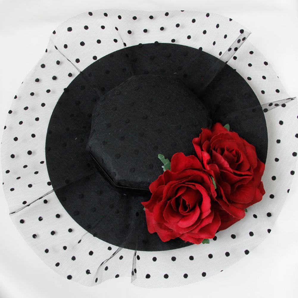 Women Retro Elegant Rose Net Yarn Little Hat Headdress Hair Ornaments for Wedding Banquet