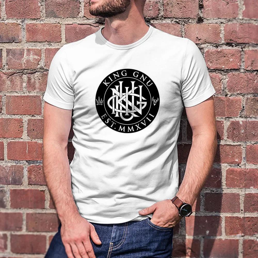 Unisex Classic Japanese King Gnu Rock Band Print Short Sleeve Fan Essential Tee