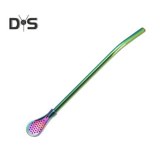 

Ложка-соломинка из нержавеющей стали для напитков, многоразовый фильтр для чая, соломинка для помешивания, многофункциональная, герметичная, для питья различных напитков 21cm