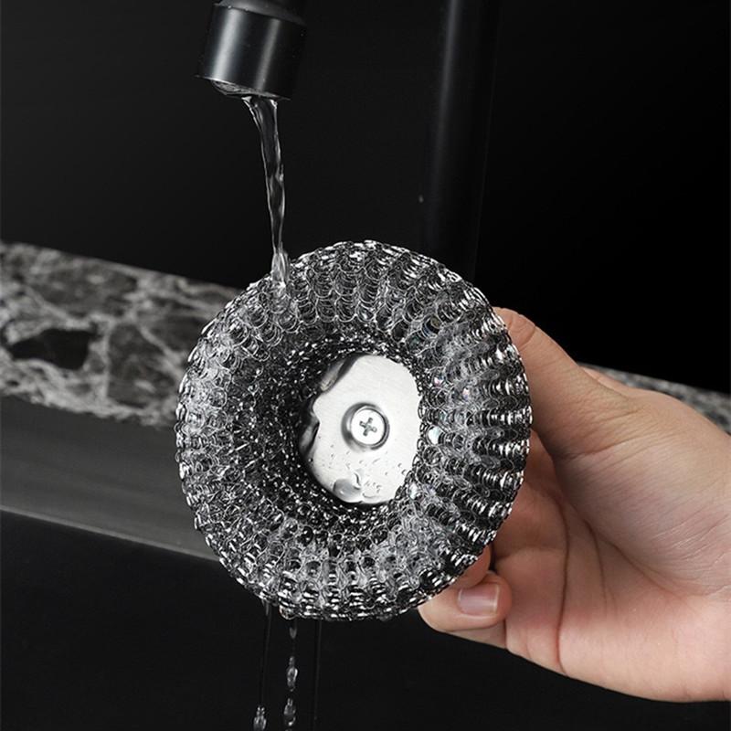 Steel Wool Scrubber with Handle Stainless Steel Cleaning Brushes Cleaning Dishes Stock Pots Pans Griddles Grills Cleaning Suppli