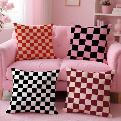 Fashion Checkerboard Plaid Pillow Case Pattern Printing Pillowcase Living Room Sofa Cushion Cover Bedroom Room Decor